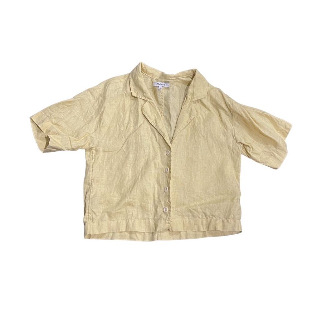 Madewell Boxy Fit 100% Linen Resort Crop Shirt Size Small Vacation Summer Casual